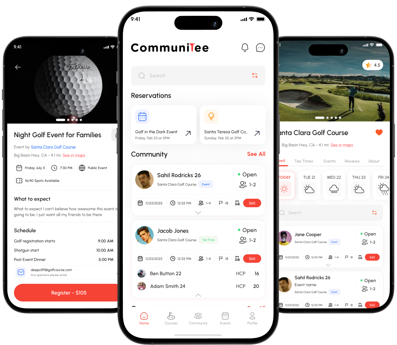 CommuniTee mobile app screens